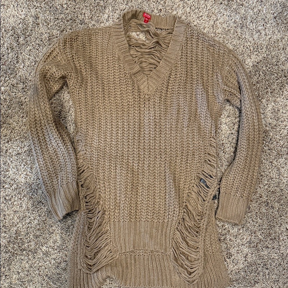 Guess Taupe V-Neck Sweater